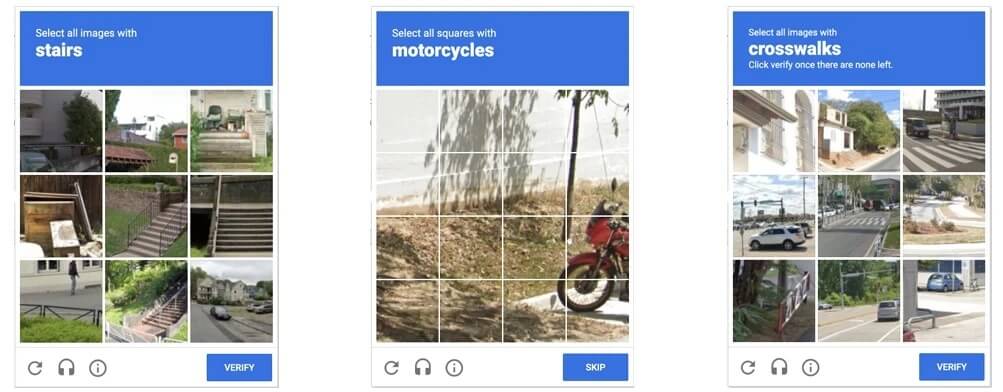 Các CAPTCHA xác định hình ảnh thường gặp. Ảnh: Arxiv.