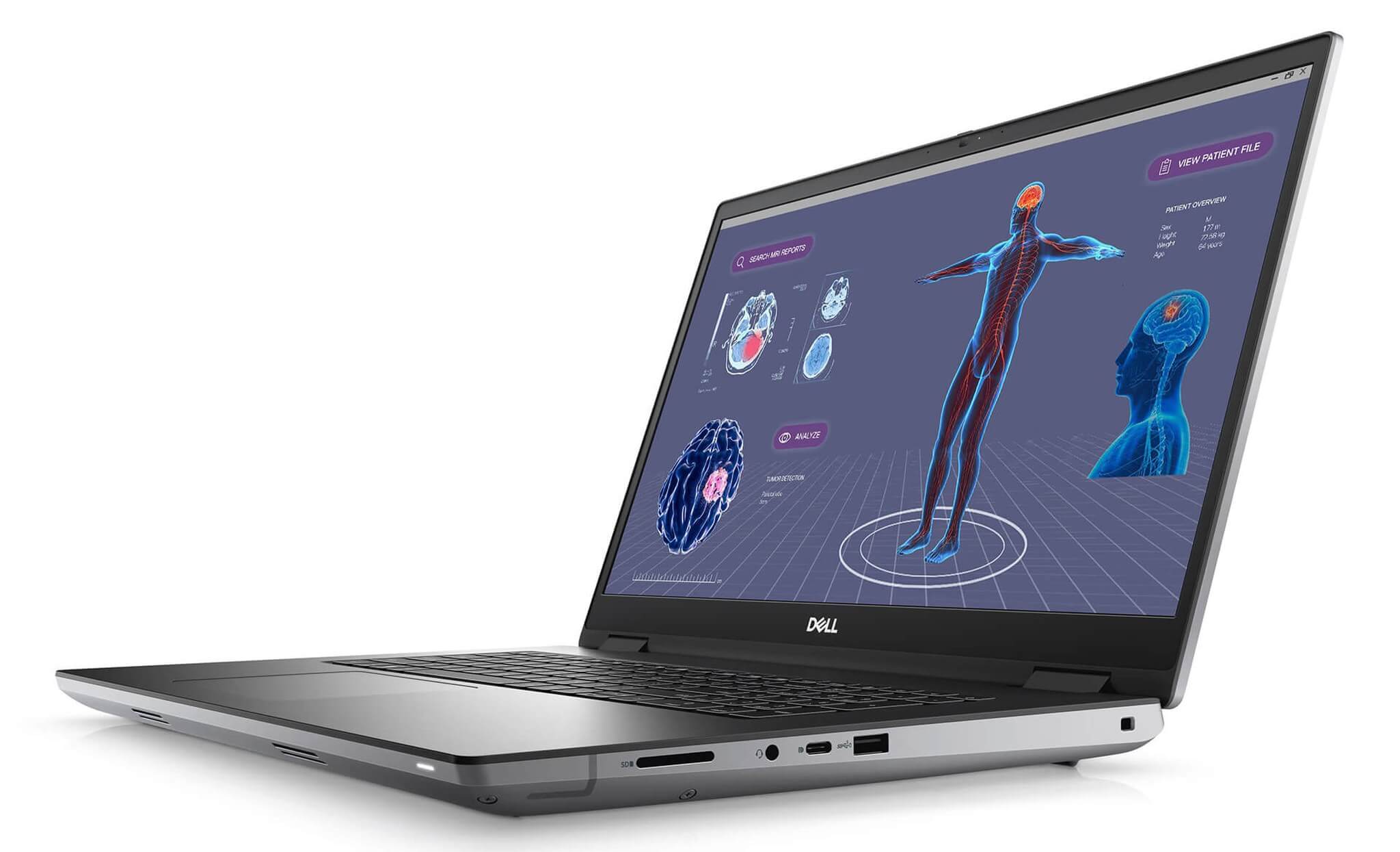 DELL Precision 7780 đặt trên bàn làm việc kỹ thuật với thiết kế khung vỏ nhôm nguyên khối chắc chắn