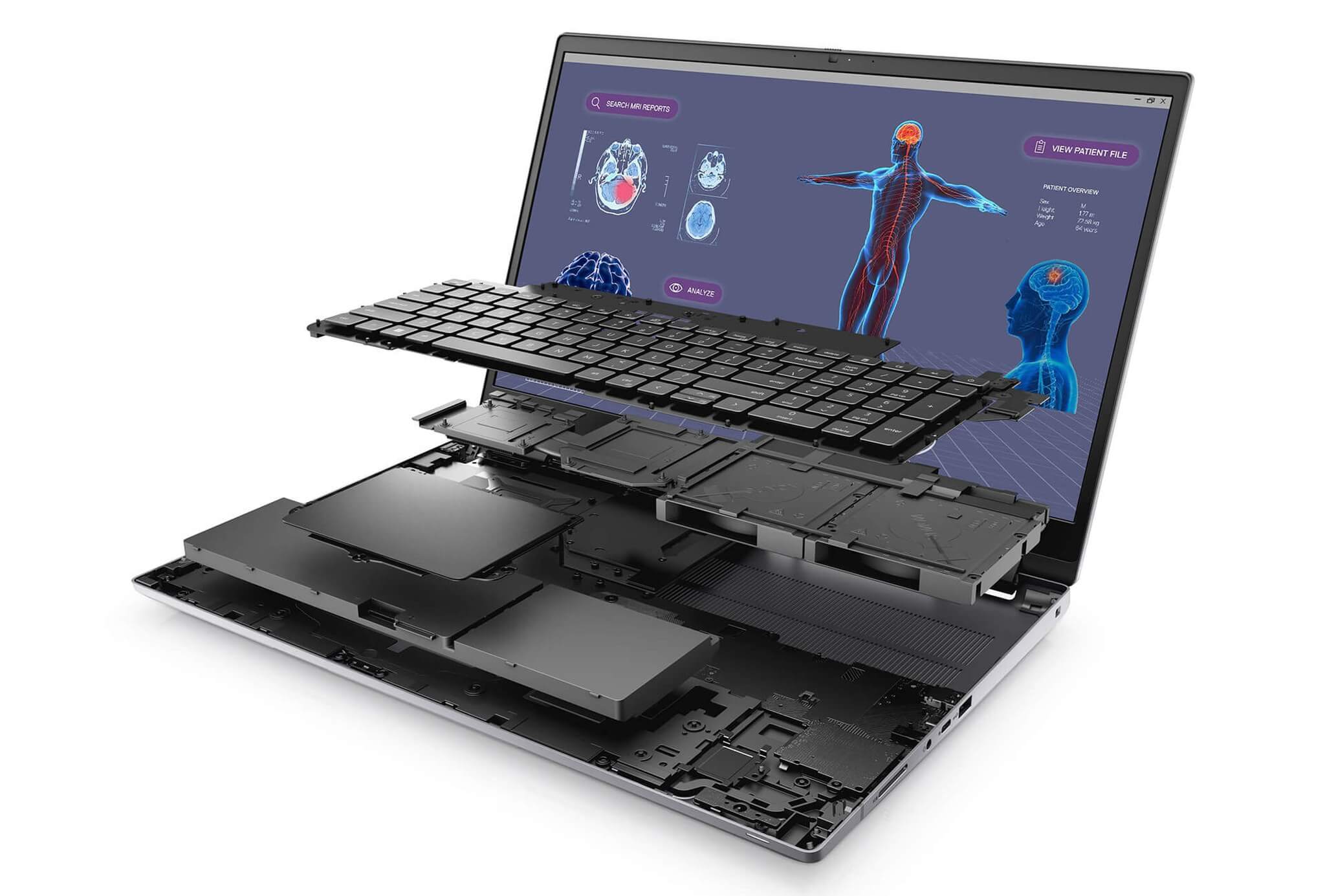Cấu trúc tản nhiệt quạt kép bên trong DELL Precision 7780 với CPU i9-13950HX 24 nhân