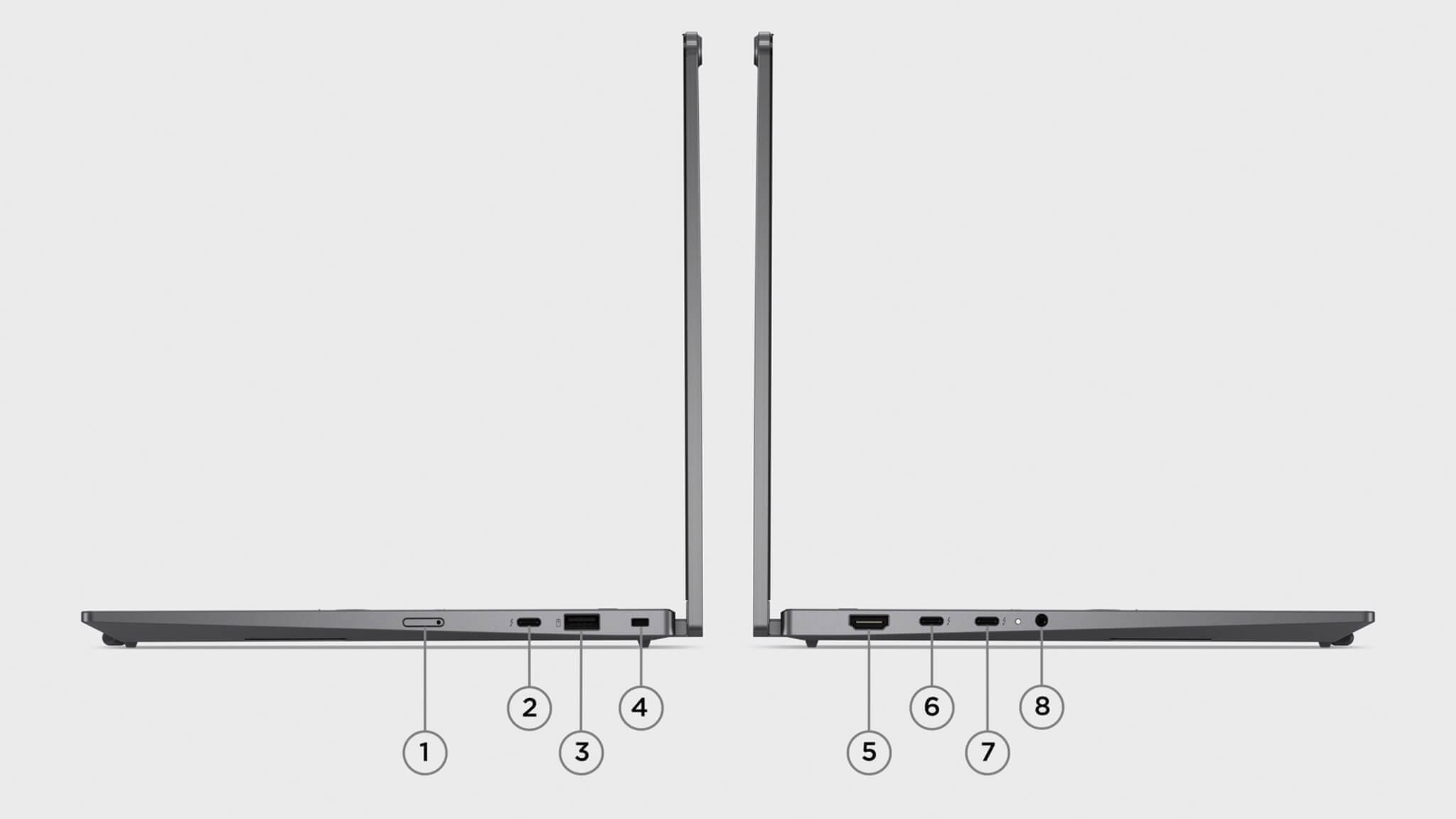 ThinkPad X1 2-in-1 Gen 11 Aura Edition (2026) - các cổng kết nối và thiết kế cạnh máy