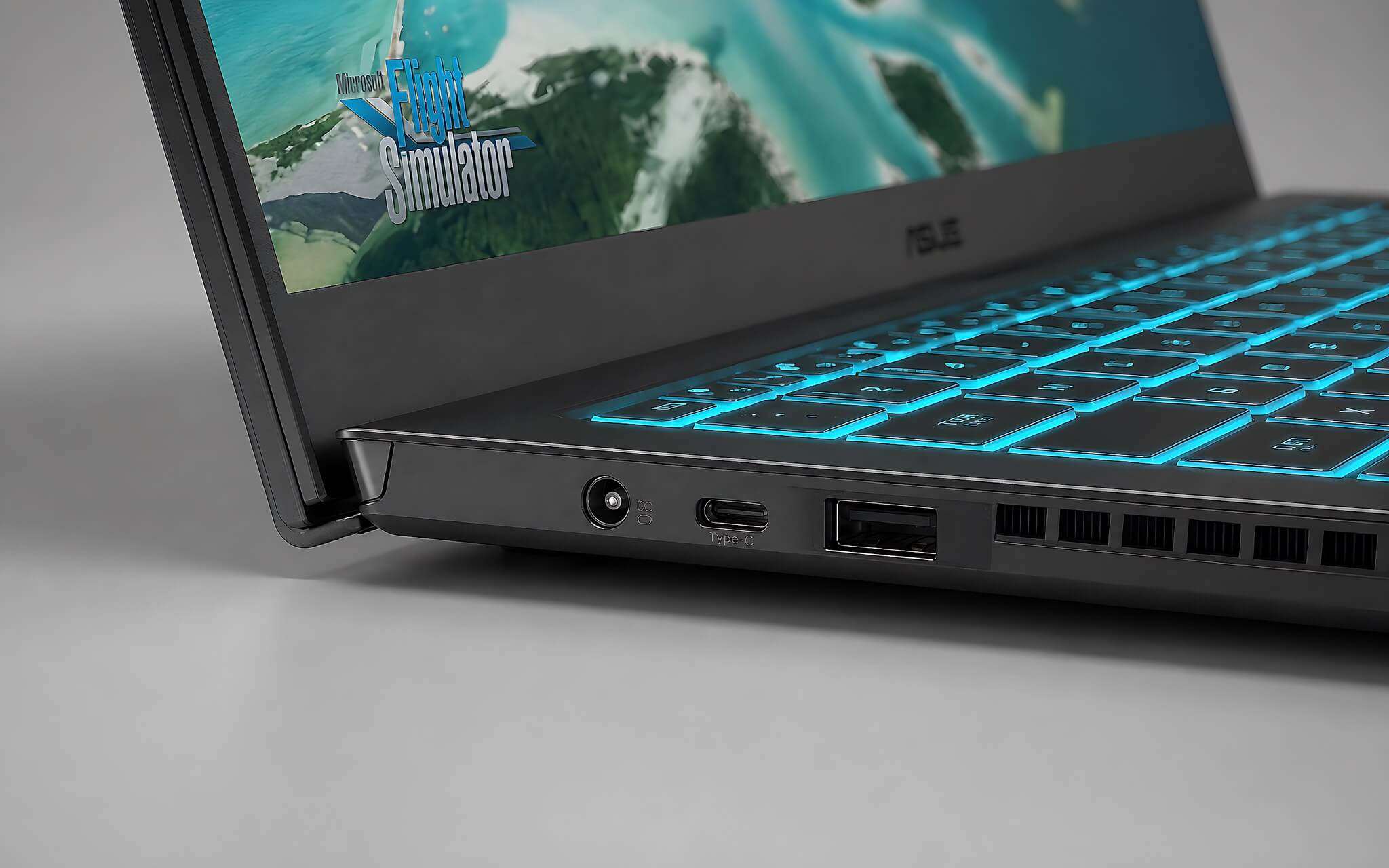 Asus Gaming V16 V3607 (2025) - hai cạnh bên laptop với các cổng kết nối
