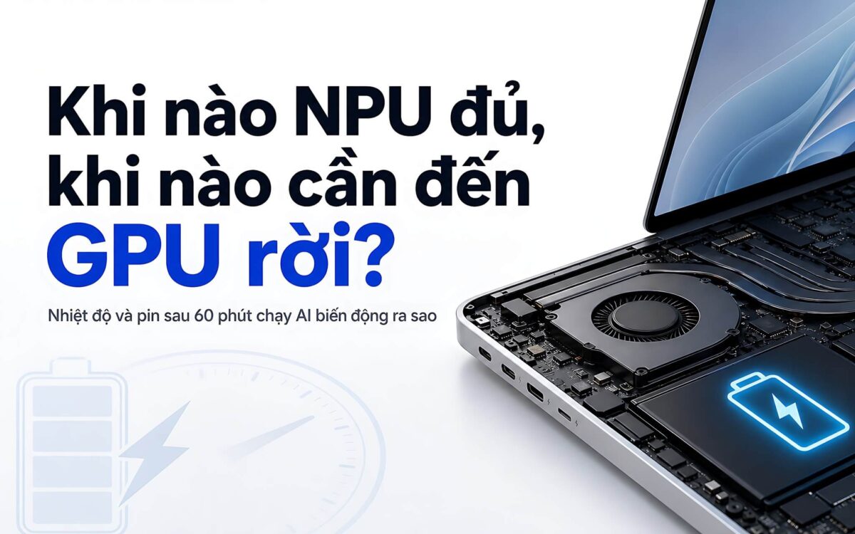Laptop mỏng nhẹ chạy AI bằng NPU và GPU rời