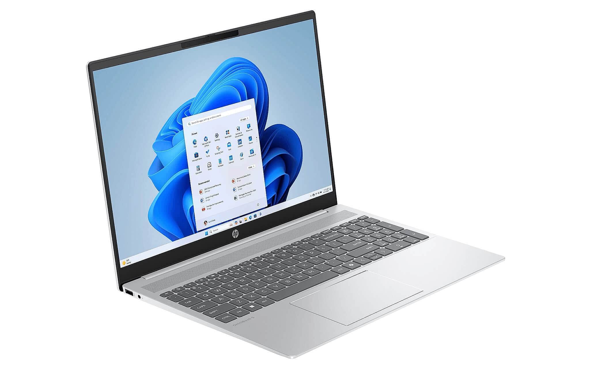 HP OmniBook 5 AI 16 inch HP OmniBook 5 AI 16 inch mở nắp trên bàn, laptop 16 inch màn WUXGA cho lập trình viên di động