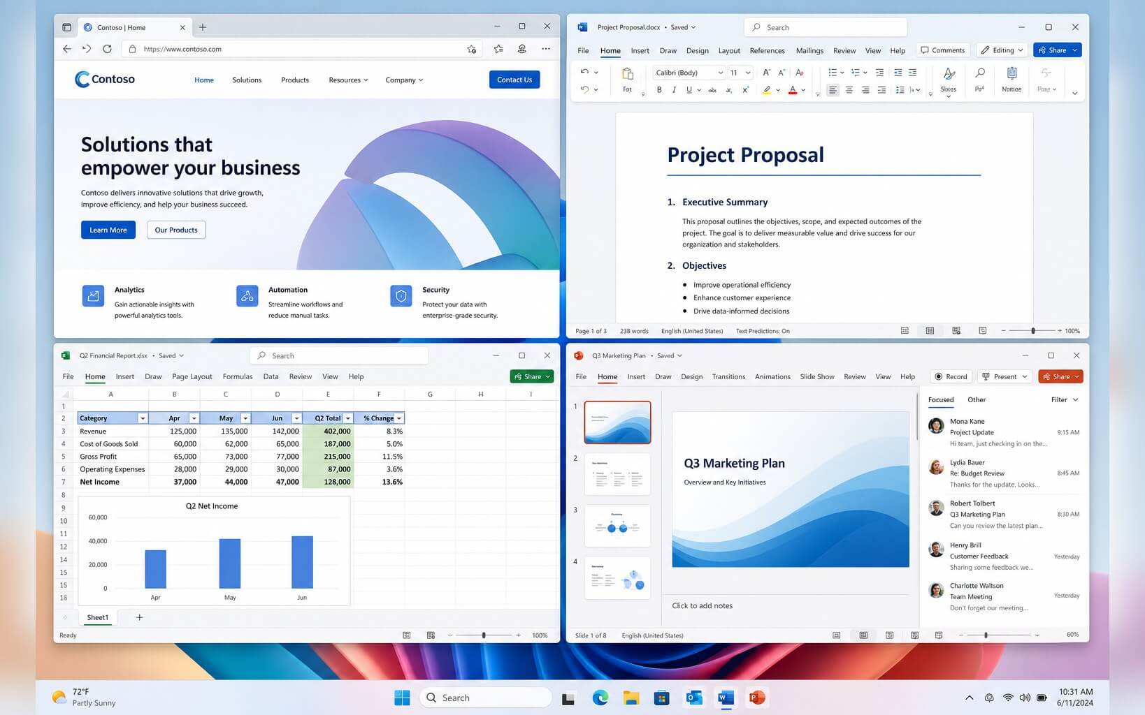 Bố cục FancyZones chia cửa sổ trên Windows 11