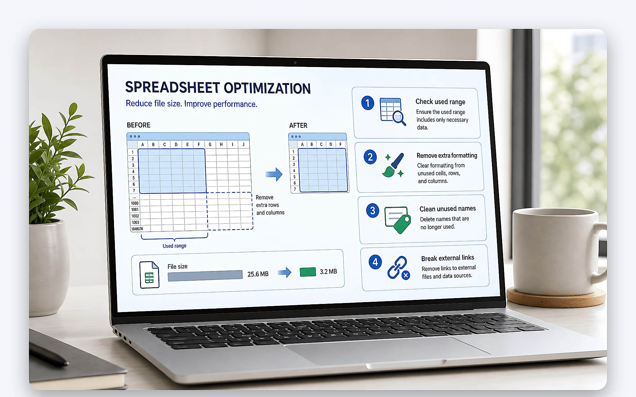 Tối ưu file nặng theo thứ tự nào khi Excel chạy chậm