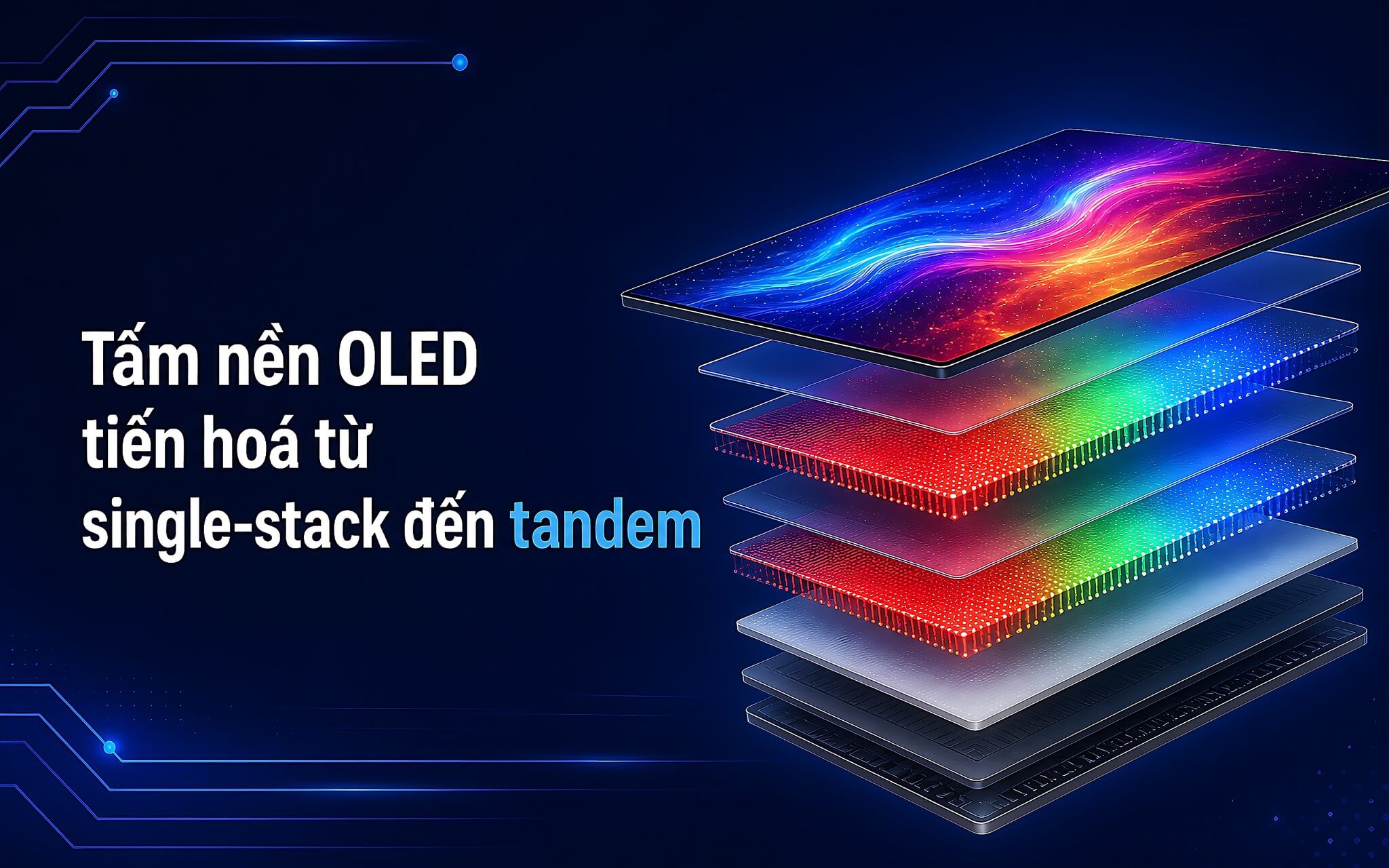 Cấu trúc tấm nền màn hình OLED tiến hoá từ single-stack đến tandem