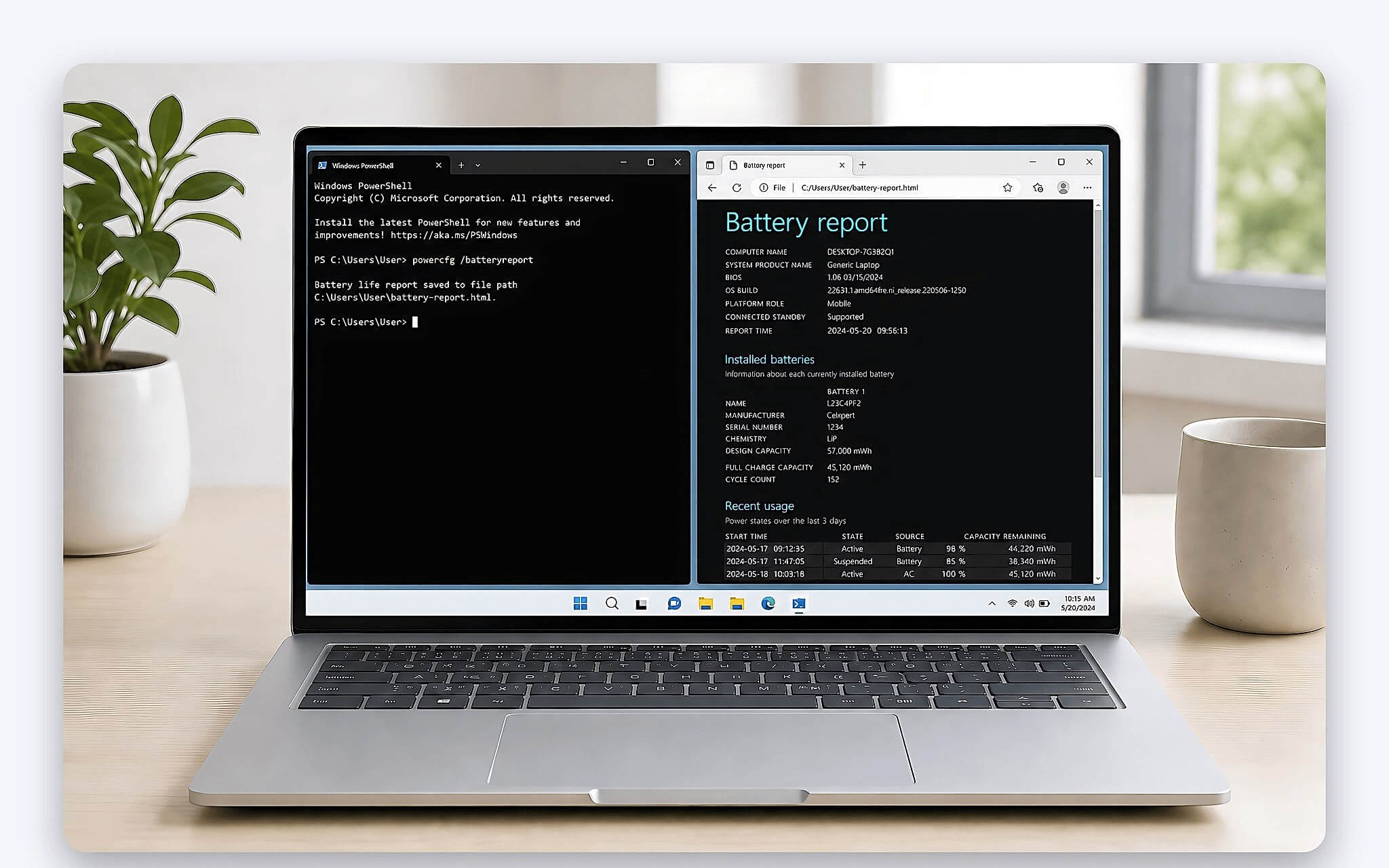 Quy trình đo pin laptop với độ sáng và chế độ nguồn cố định