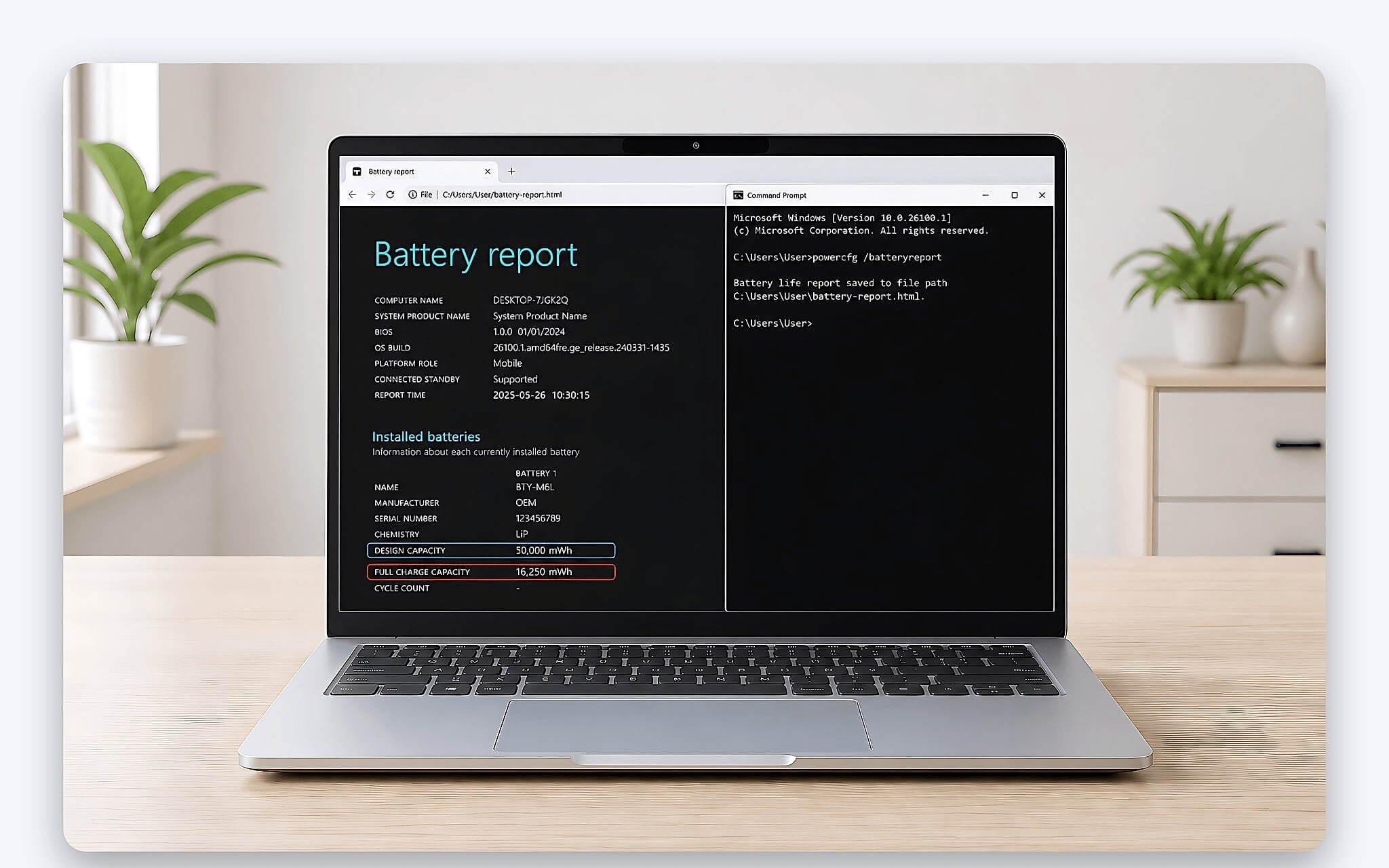 Đọc báo cáo powercfg batteryreport để đo độ chai pin laptop trên Windows