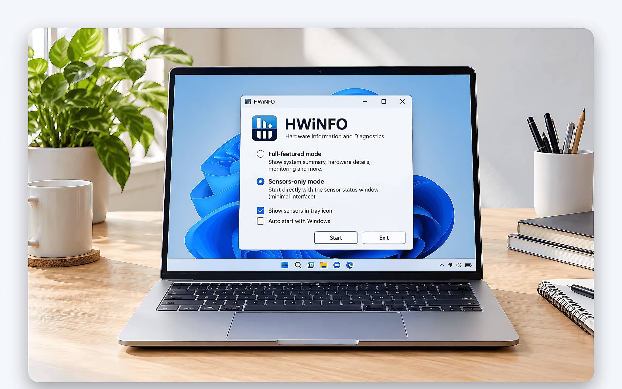 Chọn bản Installer hoặc Portable và bật Sensors-only khi mở HWiNFO Chọn bản Installer hoặc Portable và bật Sensors-only khi mở HWiNFO