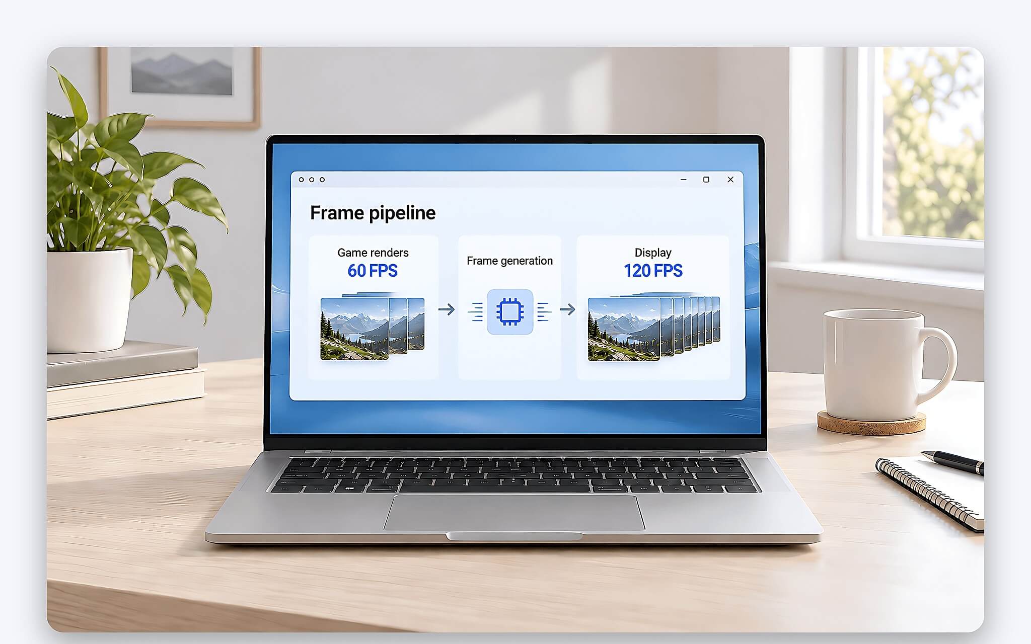 Laptop hai GPU chia việc render game và chạy LSFG ra sao