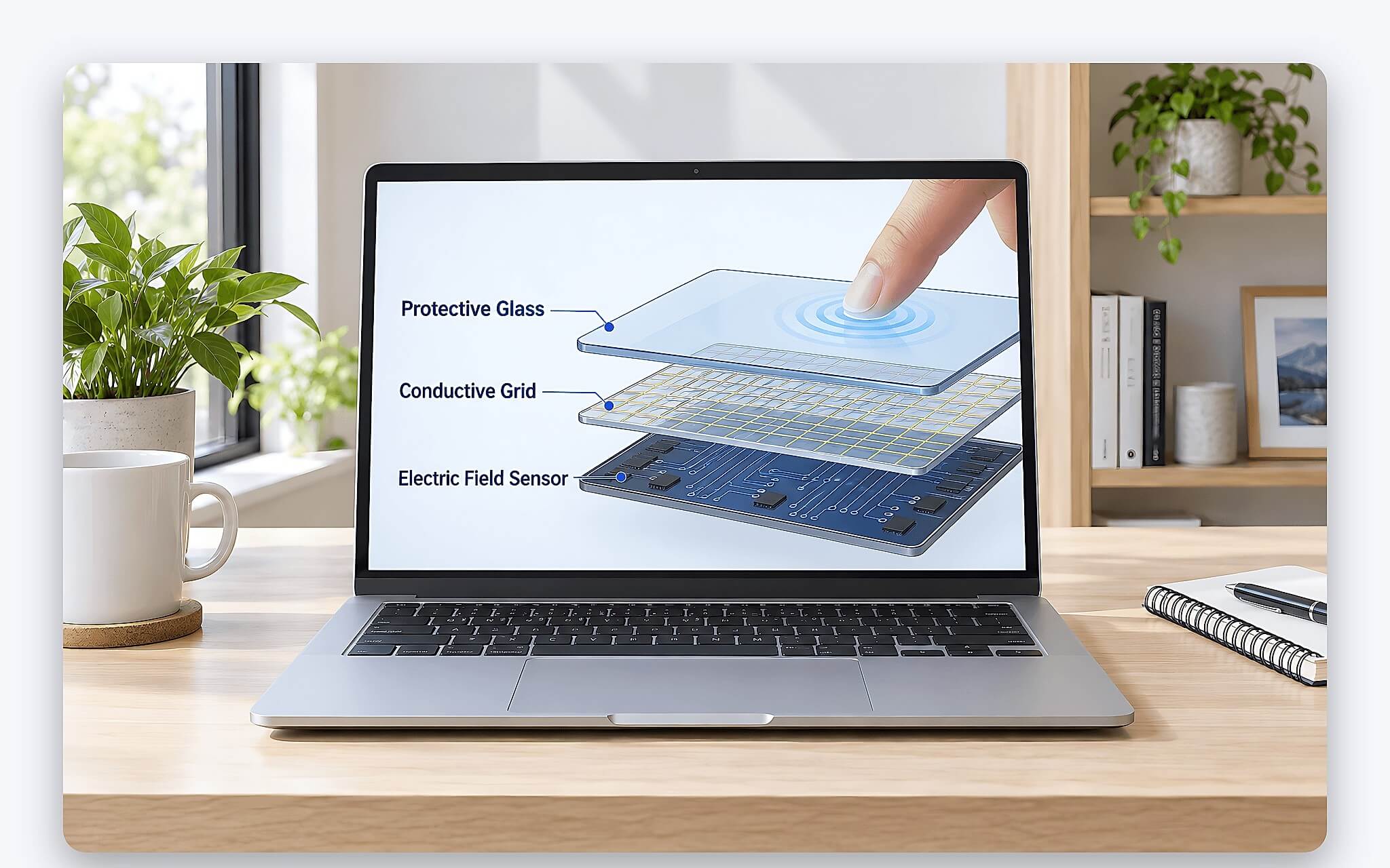 Nguyên lý hoạt động của màn hình cảm ứng điện dung trên laptop