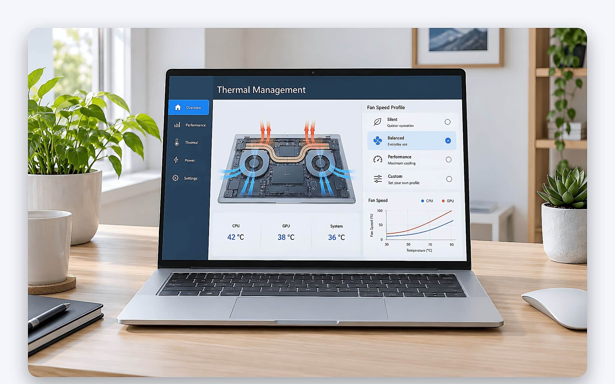 Quạt laptop ồn hơn khi luồng khí và nhiệt tăng theo thời gian