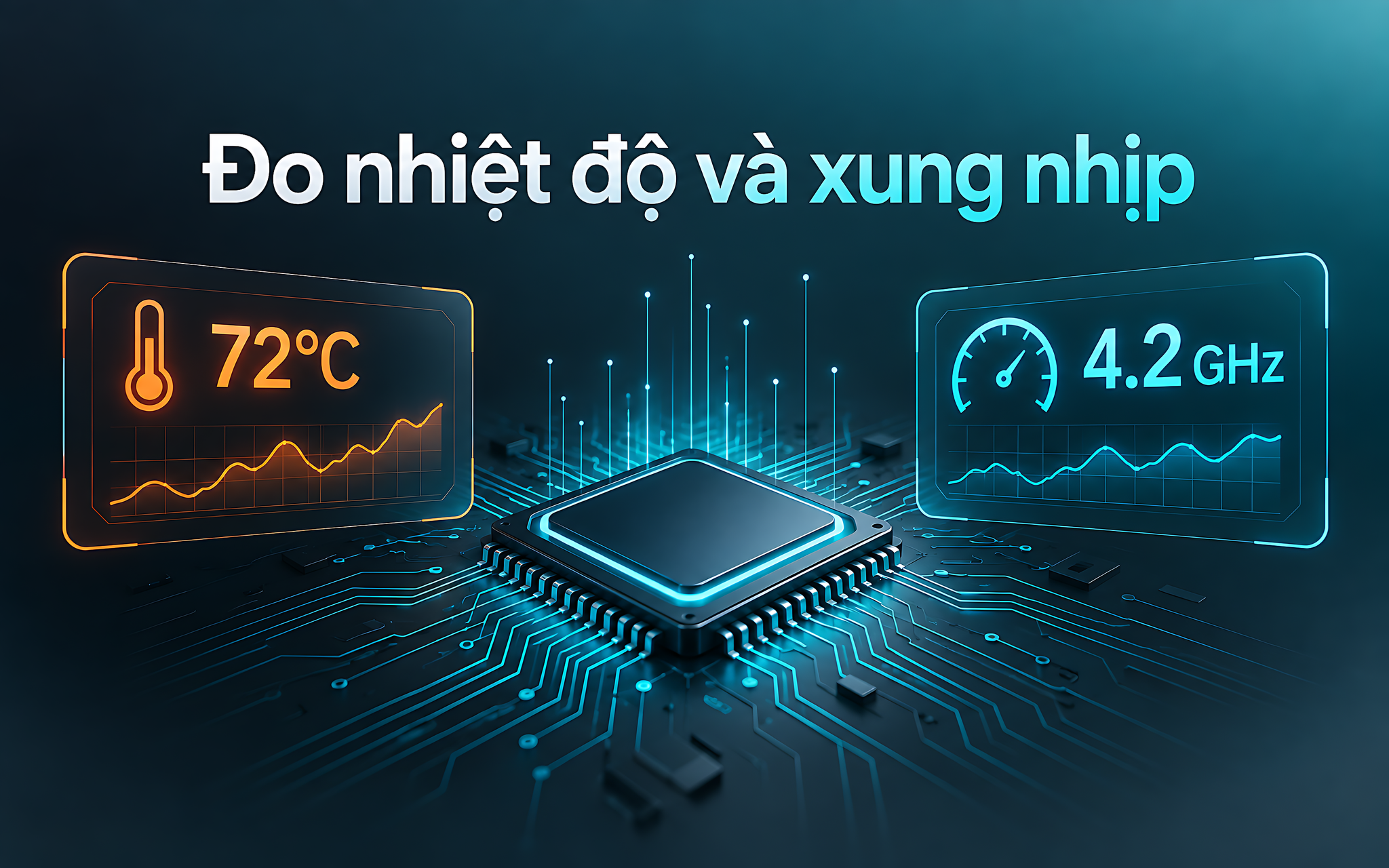 Đo nhiệt độ và xung nhịp kiểm tra tản nhiệt laptop
