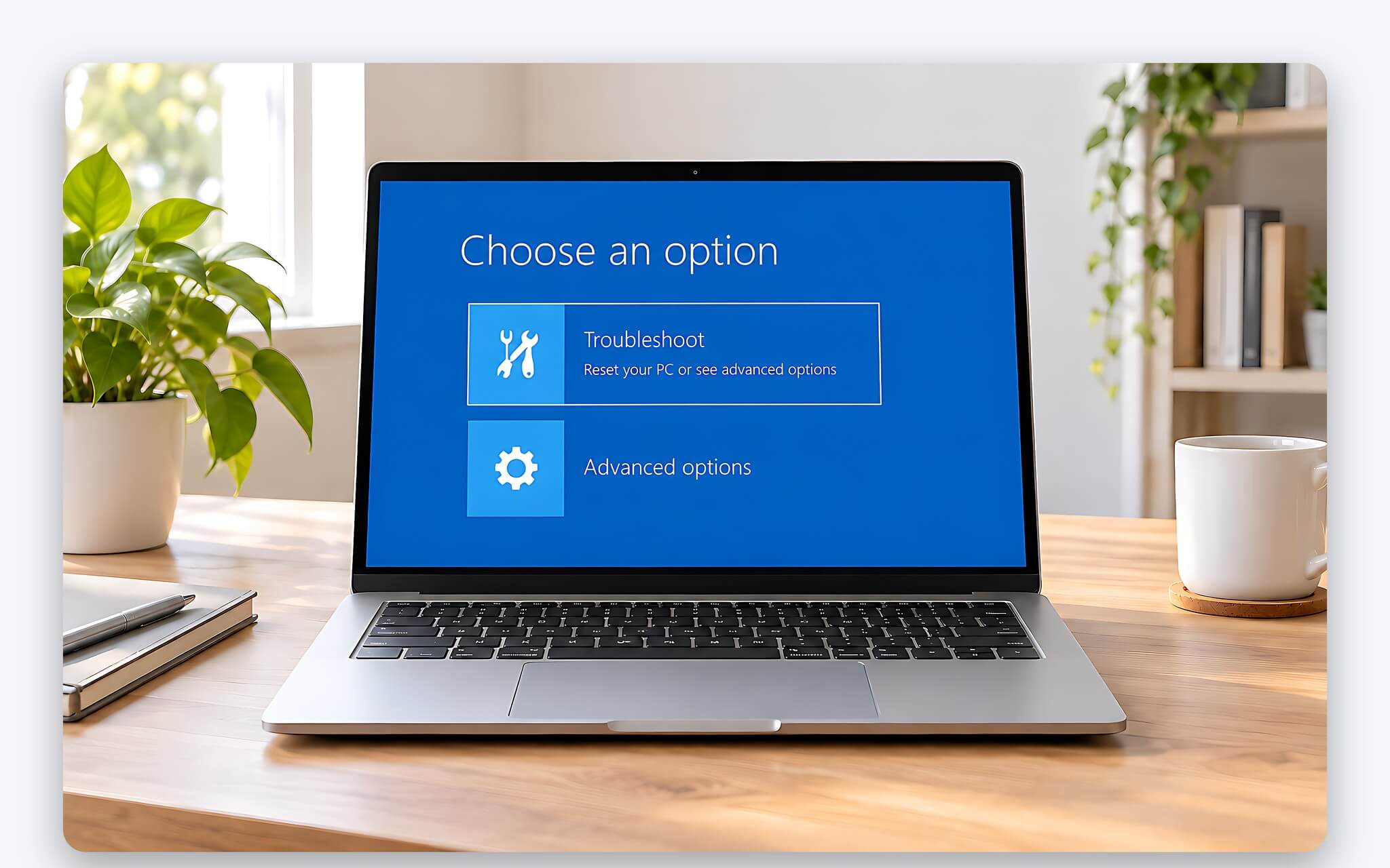 Menu Advanced options với mục Command Prompt để cứu dữ liệu laptop ra ổ ngoài