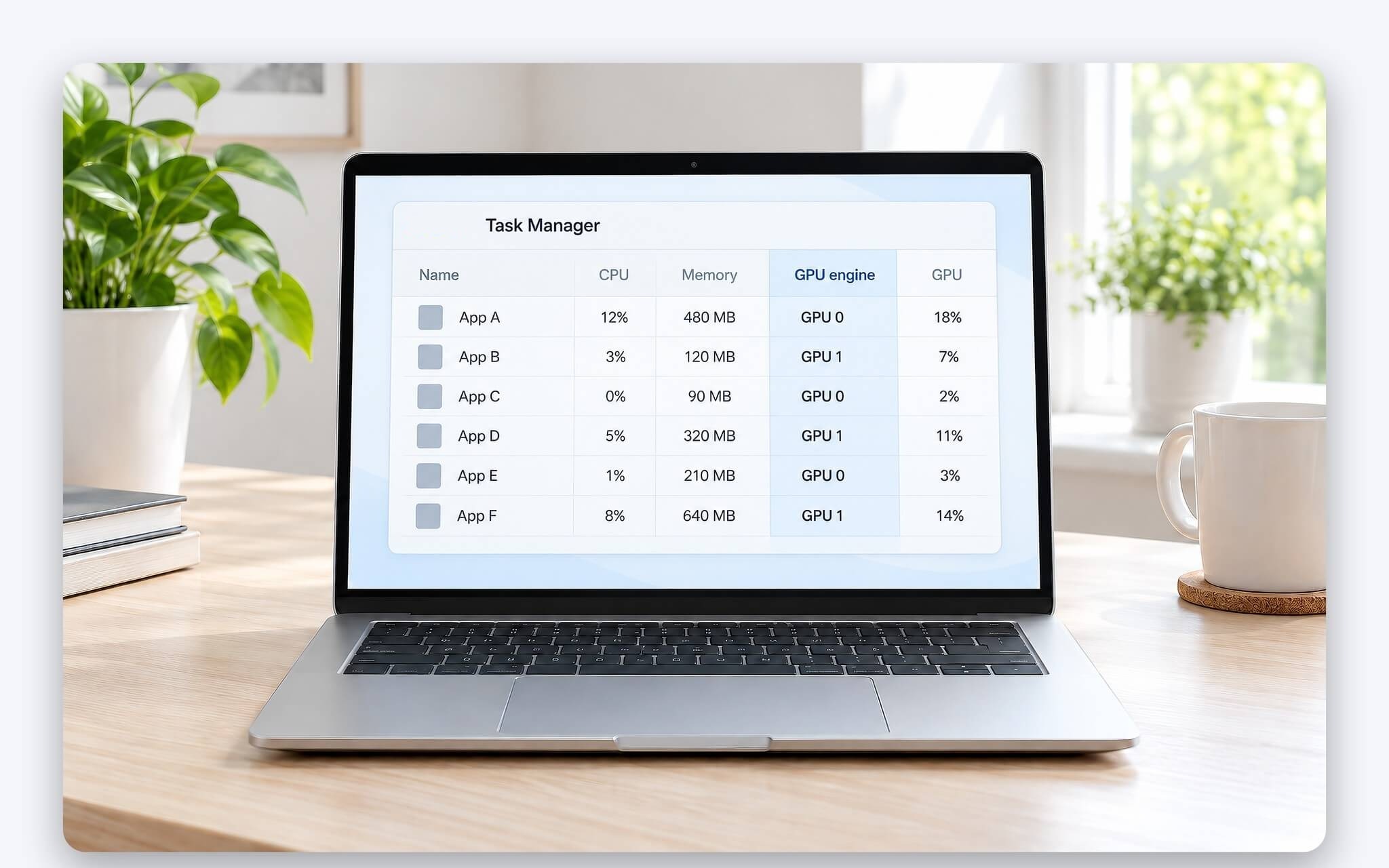 Kiểm tra trong Task Manager ứng dụng đang dùng GPU tích hợp hay GPU rời