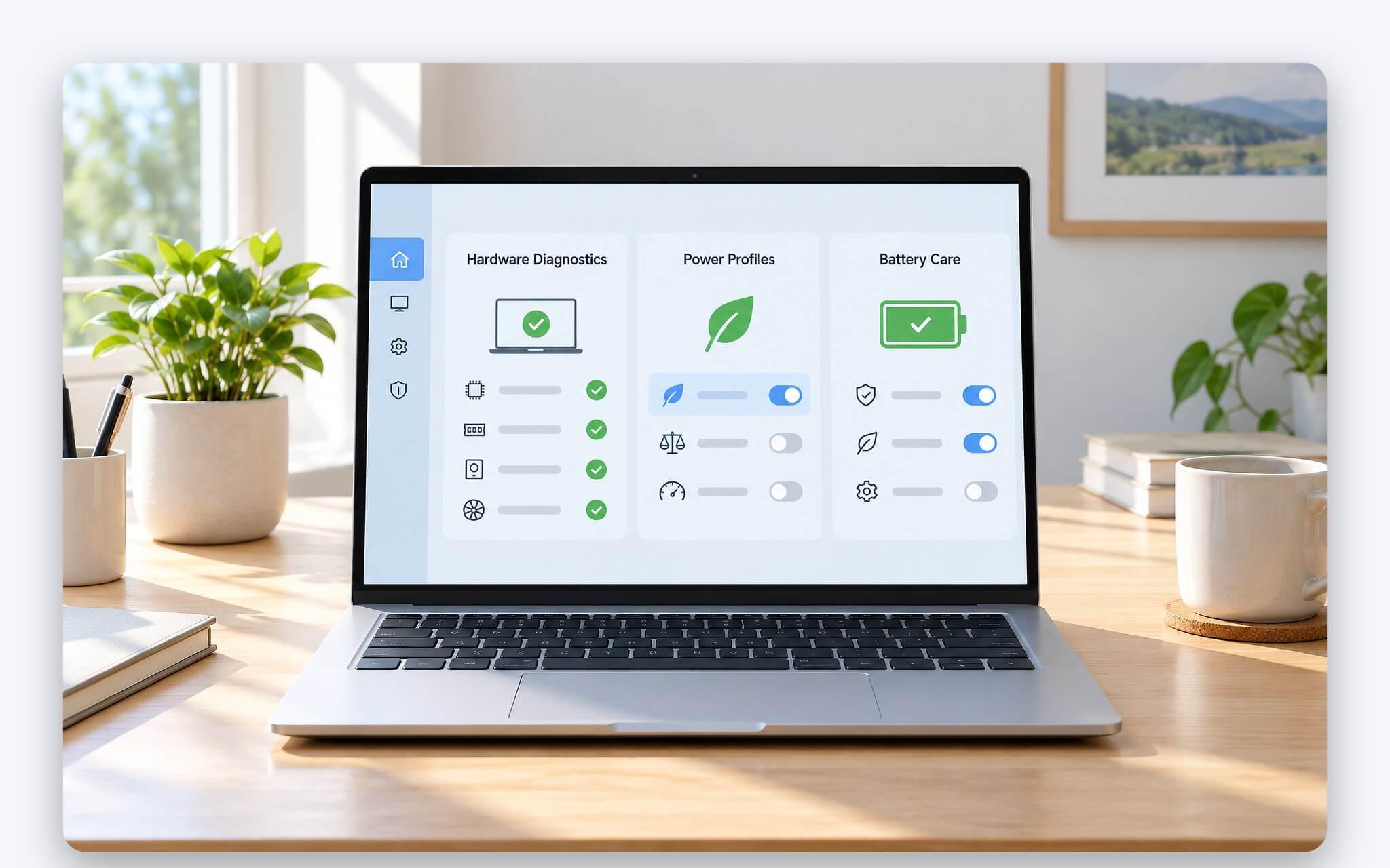 Các chức năng chính của phần mềm của hãng cài sẵn trên laptop