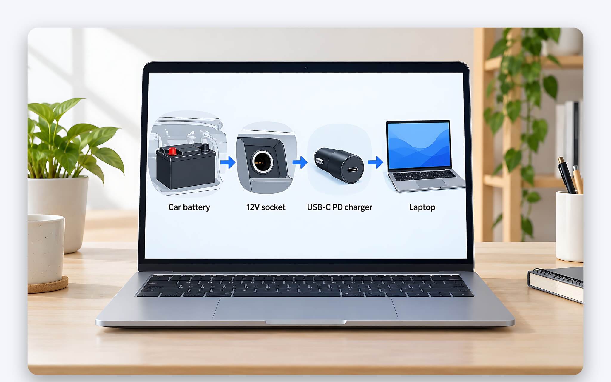 Ổ điện 12V trên ô tô cấp công suất giới hạn khi sạc laptop trên ô tô