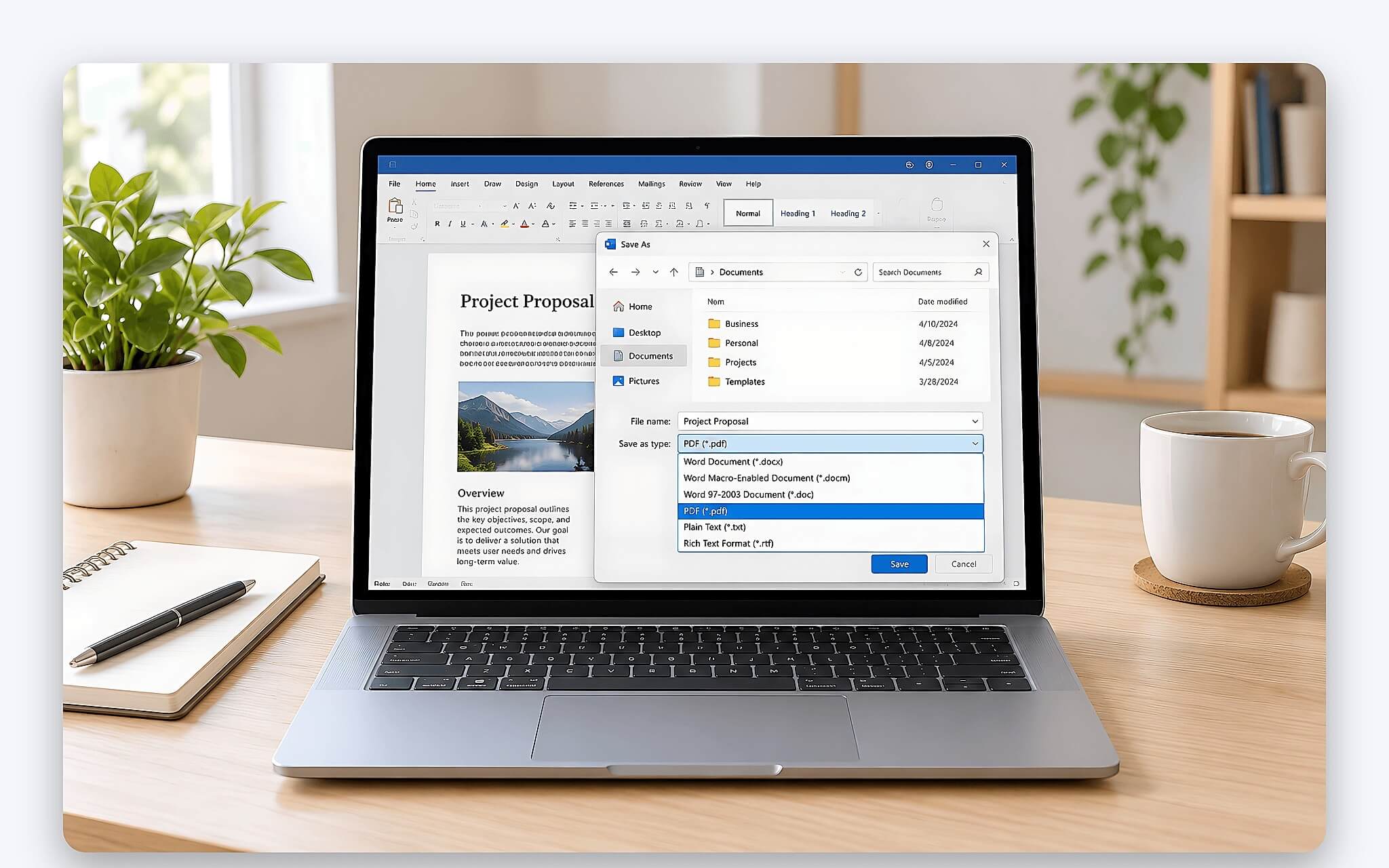 Hộp thoại Save a Copy trong Word khi xuất PDF trên laptop Windows
